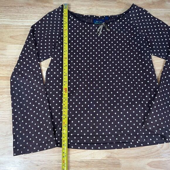 Mini Boden, Brown Polka Dot Long Sleeve T-Shirt, Bow Detail, Size 9-10Y - Picture 5 of 10